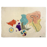 Abstractions: Gorgeous Unannotated Antique Japanese Watercolor Map with Symbols
