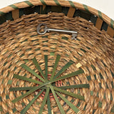 C. Early 20th Century Wabanaki Sweet Grass and Dyed Splint Sewing Basket with Unusually Dominant Braiding