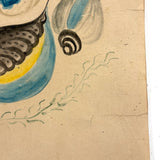 Five Seashells, 19th Century Watercolor on Wove, Signed (Right Corner Loss)