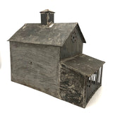 Old Scratch Made Folk Art Tin Barn with Slatted Animal Pen