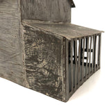 Old Scratch Made Folk Art Tin Barn with Slatted Animal Pen
