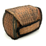 Very Sweet c. 1880s Presumed Child Made Hybrid Cherokee Basket with Calico Edging and Groats Package Lining