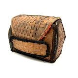 Very Sweet c. 1880s Presumed Child Made Hybrid Cherokee Basket with Calico Edging and Groats Package Lining