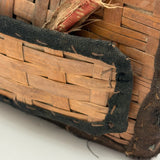 Very Sweet c. 1880s Presumed Child Made Hybrid Cherokee Basket with Calico Edging and Groats Package Lining