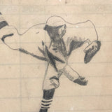 Pair of c. 1930s Naive Baseball Drawings on Ice Salesman Receipt + Squash Match Score Card)