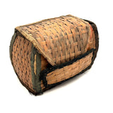Very Sweet c. 1880s Presumed Child Made Hybrid Cherokee Basket with Calico Edging and Groats Package Lining