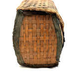 Very Sweet c. 1880s Presumed Child Made Hybrid Cherokee Basket with Calico Edging and Groats Package Lining