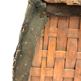 Very Sweet c. 1880s Presumed Child Made Hybrid Cherokee Basket with Calico Edging and Groats Package Lining