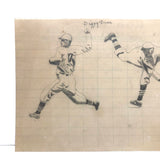 Pair of c. 1930s Naive Baseball Drawings on Ice Salesman Receipt + Squash Match Score Card)