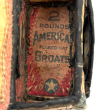 Very Sweet c. 1880s Presumed Child Made Hybrid Cherokee Basket with Calico Edging and Groats Package Lining