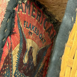 Very Sweet c. 1880s Presumed Child Made Hybrid Cherokee Basket with Calico Edging and Groats Package Lining