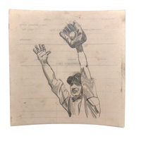 Pair of c. 1930s Naive Baseball Drawings on Ice Salesman Receipt + Squash Match Score Card)