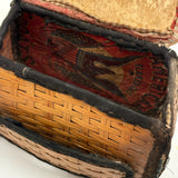 Very Sweet c. 1880s Presumed Child Made Hybrid Cherokee Basket with Calico Edging and Groats Package Lining