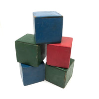 Nice Old Painted Wood Rattle Blocks - Five Blocks, Five Different Rattles
