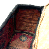 Very Sweet c. 1880s Presumed Child Made Hybrid Cherokee Basket with Calico Edging and Groats Package Lining