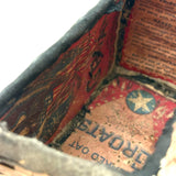 Very Sweet c. 1880s Presumed Child Made Hybrid Cherokee Basket with Calico Edging and Groats Package Lining