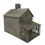 Old Scratch Made Folk Art Tin Barn with Slatted Animal Pen