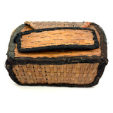 Very Sweet c. 1880s Presumed Child Made Hybrid Cherokee Basket with Calico Edging and Groats Package Lining