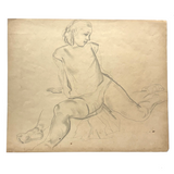 SOLD William L'Engle (1884-1957) Large Graphite Sketch of Martha Graham Dancer, c. 1930