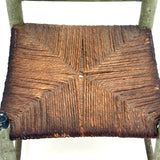 Iconic Feeling Antique Ladder Back Doll Chair in Original Green Paint with Rush Seat