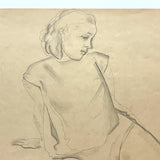 SOLD William L'Engle (1884-1957) Large Graphite Sketch of Martha Graham Dancer, c. 1930