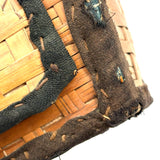 Very Sweet c. 1880s Presumed Child Made Hybrid Cherokee Basket with Calico Edging and Groats Package Lining