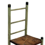 Iconic Feeling Antique Ladder Back Doll Chair in Original Green Paint with Rush Seat
