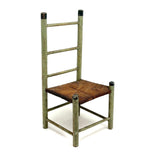 Iconic Feeling Antique Ladder Back Doll Chair in Original Green Paint with Rush Seat