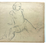 SOLD William L'Engle (1884-1957) Large Graphite Sketch of Martha Graham Dancer, c. 1930