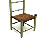 Iconic Feeling Antique Ladder Back Doll Chair in Original Green Paint with Rush Seat