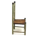 Iconic Feeling Antique Ladder Back Doll Chair in Original Green Paint with Rush Seat