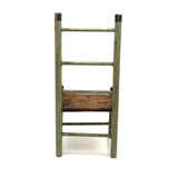 Iconic Feeling Antique Ladder Back Doll Chair in Original Green Paint with Rush Seat