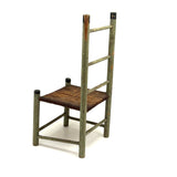 Iconic Feeling Antique Ladder Back Doll Chair in Original Green Paint with Rush Seat