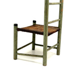 Iconic Feeling Antique Ladder Back Doll Chair in Original Green Paint with Rush Seat