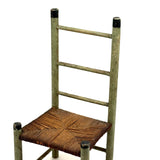 Iconic Feeling Antique Ladder Back Doll Chair in Original Green Paint with Rush Seat