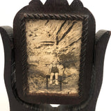 Sweet Old Folk Art Carved Small Standing Frame with Photo