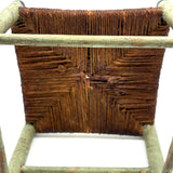 Iconic Feeling Antique Ladder Back Doll Chair in Original Green Paint with Rush Seat