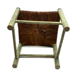 Iconic Feeling Antique Ladder Back Doll Chair in Original Green Paint with Rush Seat