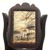 Sweet Old Folk Art Carved Small Standing Frame with Photo