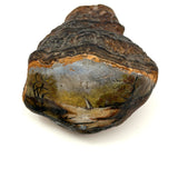 View from Shore with Sailboat, Old Folk Art Painted Conk