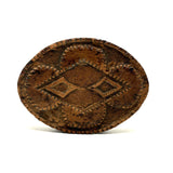 Much Handled Earlier 19th Century Chip Carved Flat Back Oval Butter/Cookie Stamp with Rich Patina and Monogram on Reverse