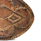 Much Handled Earlier 19th Century Chip Carved Flat Back Oval Butter/Cookie Stamp with Rich Patina and Monogram on Reverse