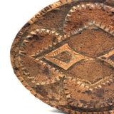 Much Handled Earlier 19th Century Chip Carved Flat Back Oval Butter/Cookie Stamp with Rich Patina and Monogram on Reverse