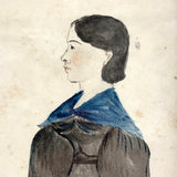Siblings Frances Jane and Luther Dwight Woodbury, Sutton, MA, 1840s Folk Art Watercolor Portraits in Period Frames