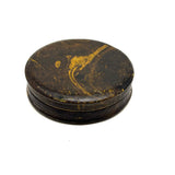 Handsome Earlyish 19th Century Marbled Mustard Paint Decorated Papier Mache Snuff Box