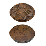 Much Handled Earlier 19th Century Chip Carved Flat Back Oval Butter/Cookie Stamp with Rich Patina and Monogram on Reverse
