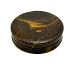 Handsome Earlyish 19th Century Marbled Mustard Paint Decorated Papier Mache Snuff Box