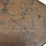 Much Handled Earlier 19th Century Chip Carved Flat Back Oval Butter/Cookie Stamp with Rich Patina and Monogram on Reverse
