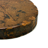 Much Handled Earlier 19th Century Chip Carved Flat Back Oval Butter/Cookie Stamp with Rich Patina and Monogram on Reverse