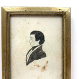 Siblings Frances Jane and Luther Dwight Woodbury, Sutton, MA, 1840s Folk Art Watercolor Portraits in Period Frames